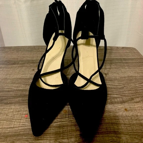 European and American Suede Pointed Cross Toe Strap High Heel Shoes - Picture 2 of 3